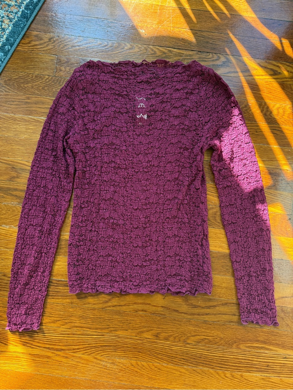 J. Crew Magenta Openwork Lace Top